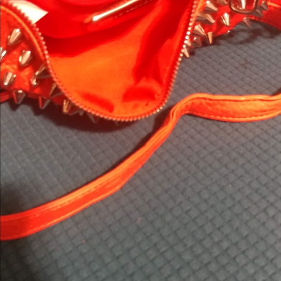 Steve Madden Mini Spiked Orange Leather Bag - Picture 3 of 6